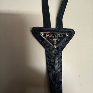 Prada Saffiano Leather Bolo Tie – Black – Like New – Luxury Accessory